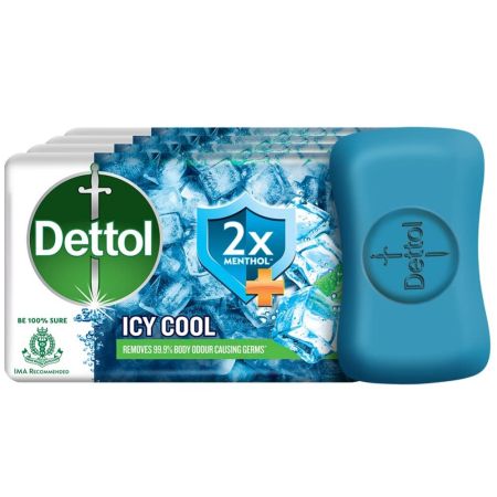 Dettol Icy Cool Bathing Soap Bar With 2x Menthol  75gm, Pack of 5