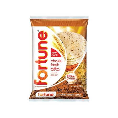 Fortune Chakki Fresh Atta,5kg, 100% Atta 0% Maida